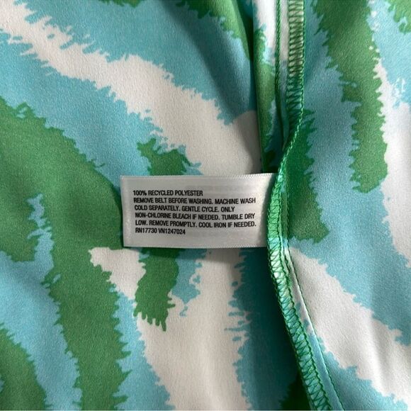 DVF x Target XL Disco Zebra White Blue Green Long Satin Belted Open Front - Picture 14 of 16